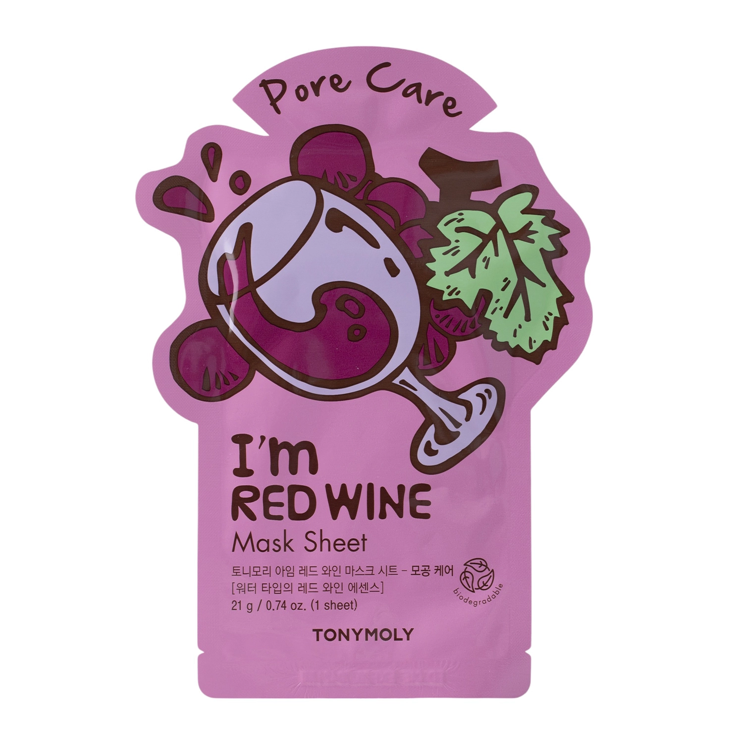 TonyMoly - I`m Real Red Wine Mask Sheet Pore Care - Fiatalító Fátyolmaszk - 1szt/21ml